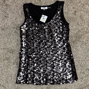 Calvin Klein Shimmering Black Sequin Tank Top
